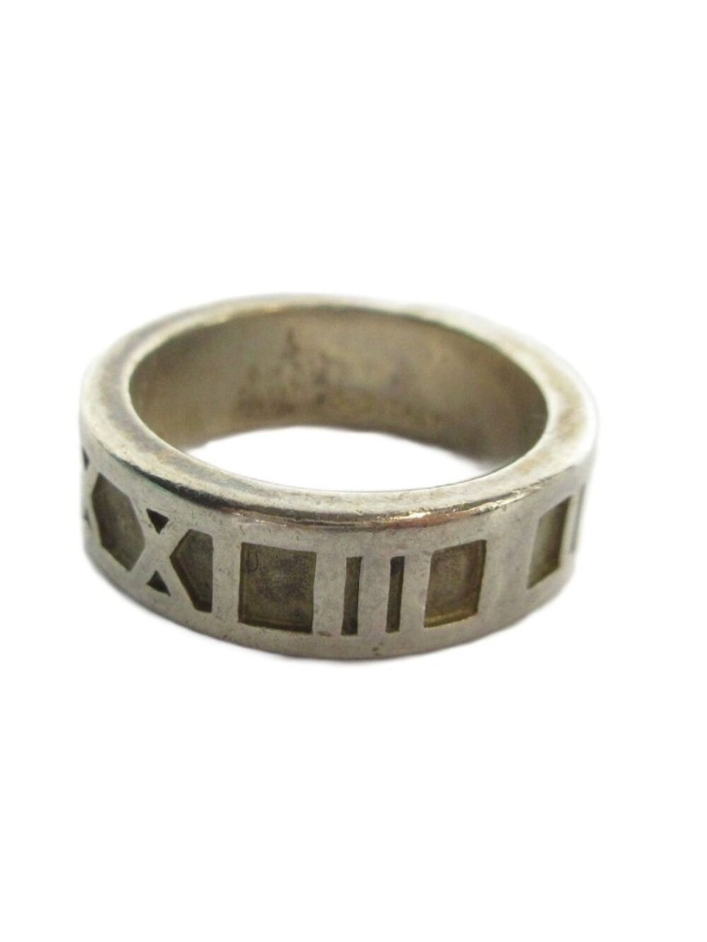 Tiffany & Co Atlas Ring Logo Roman Silver